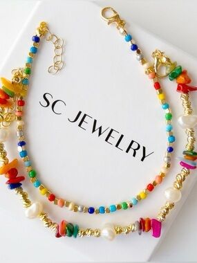 Miyuki Beads Anklet Set Colorful 2 Pc Set